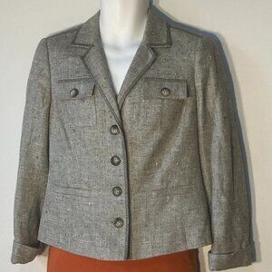 Worth SZ10 Silk Wool blend boxy tailored 4 button classic gray blazer jacket